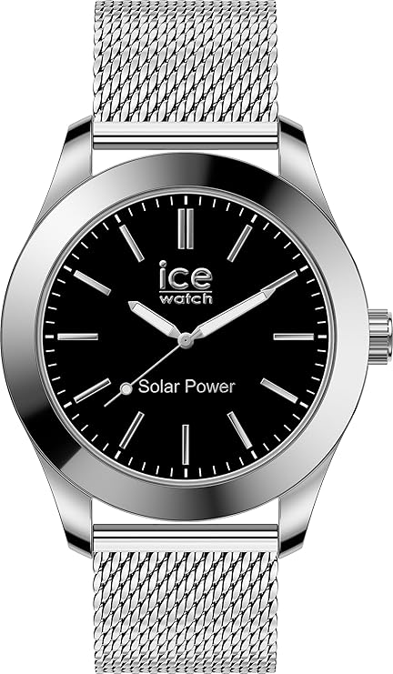 Die solarbetriebene Designer Uhr Ice-watch Steel Solar 023795 für Herren mit schwarzem Zifferblatt