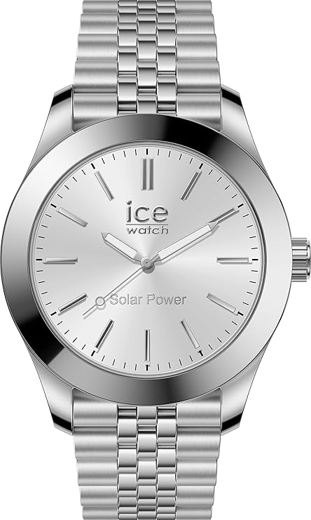 Die solarbetriebene Designer Uhr Ice-watch Steel Solar 023797 für Herren mit silbernem Zifferblatt