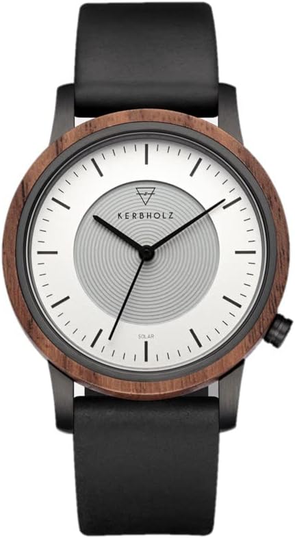 Die solarbetriebene Designer Uhr Kerbholz Fred MFRE8599 Classics Collection für Herren mit grau-weißem Zifferblatt