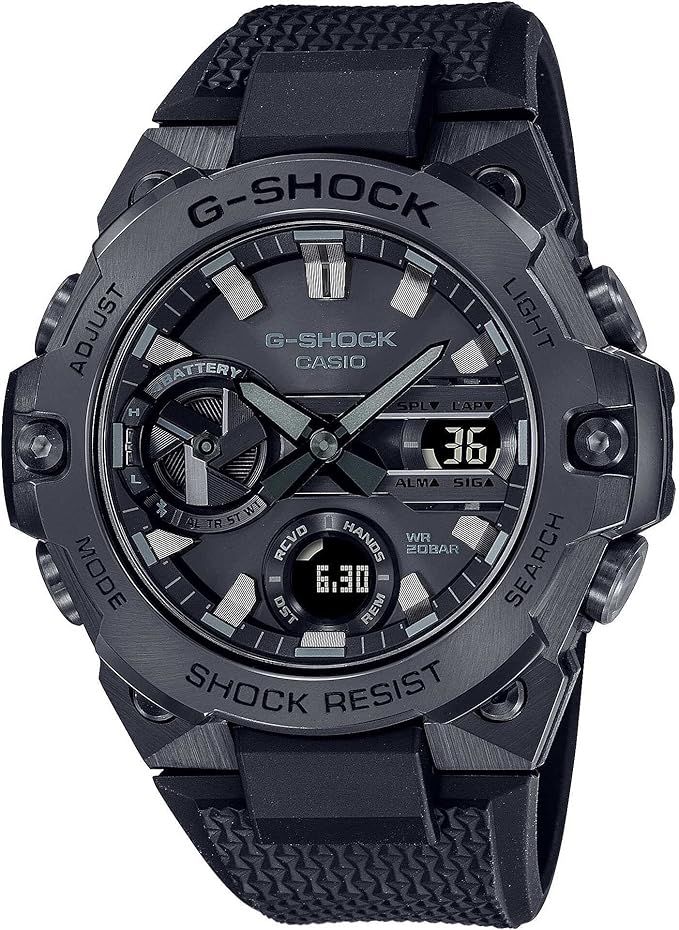 Die solarbetriebene Designer Uhr Casio G-Shock G-Steel GST-B400BB-1AER für Herren mit schwarzem Zifferblatt