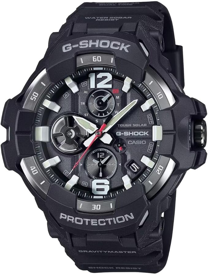 Die solarbetriebene Designer Uhr Casio G-Shock MASTER OF G GRAVITYMASTER GR-B300-1AER für Herren mit schwarzen Zifferblättern und drei Hilfszifferblättern