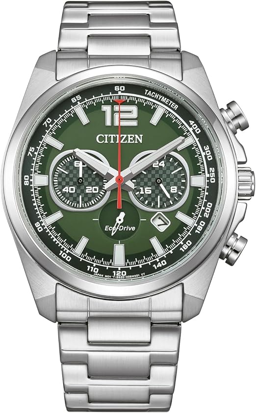 Die solarbetriebene Designer Uhr Citizen Chrono Modern CA4640-50X für Herren mit grünem Zifferblatt