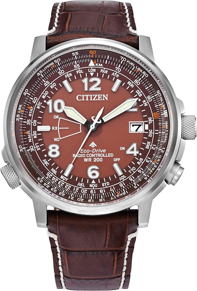 Die solarbetriebene Designer Uhr Citizen Promaster Eco Sky CB0248-01X für Herren mit dunkelrotem Zifferblatt