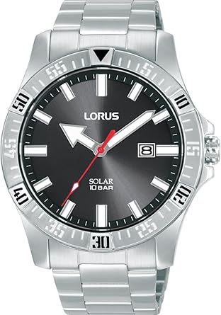 Die solarbetriebene Designer Uhr Lorus Sport RX377AX9 für Herren mit schwarzem Zifferblatt