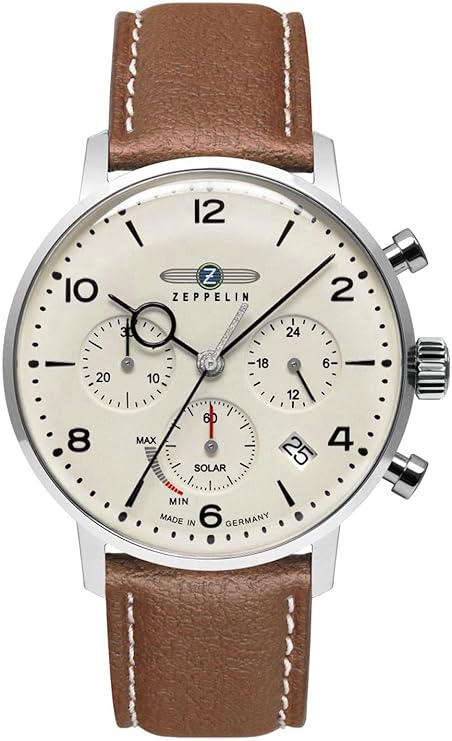 Die solarbetriebene Designer Uhr Zeppelin LZ 129 in Braun für Herren