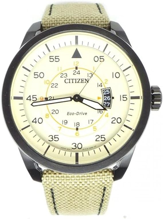 Die solarbetriebene Designer Uhr Citizen Aviator AW1365-19P für Herren mit beigem Zifferblatt