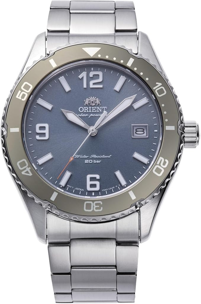 Die solarbetriebene Designer Uhr Orient Sport RA-WJ0002L10B für Herren mit hellblauem Zifferblatt