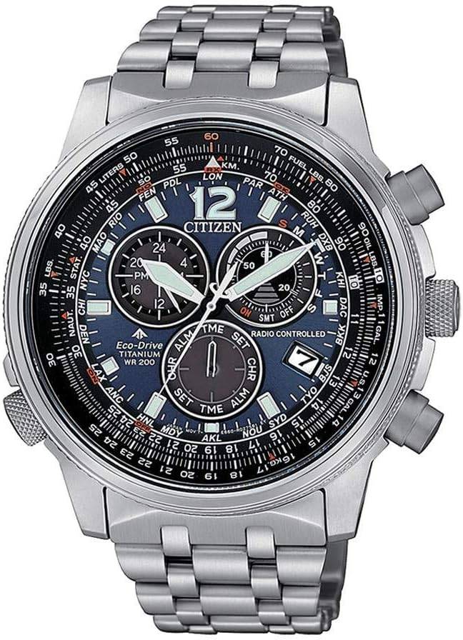 Die solarbetriebene Designer Uhr Citizen Pilot CB5850-80L für Herren mit blauem Zifferblatt