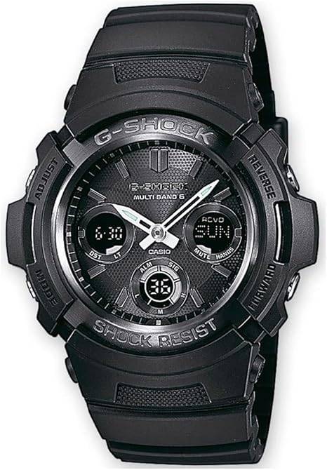 Die solarbetriebene Designer Uhr Casio G-Shock AWG-M100B-1AER für Herren mit schwarzem Zifferblatt