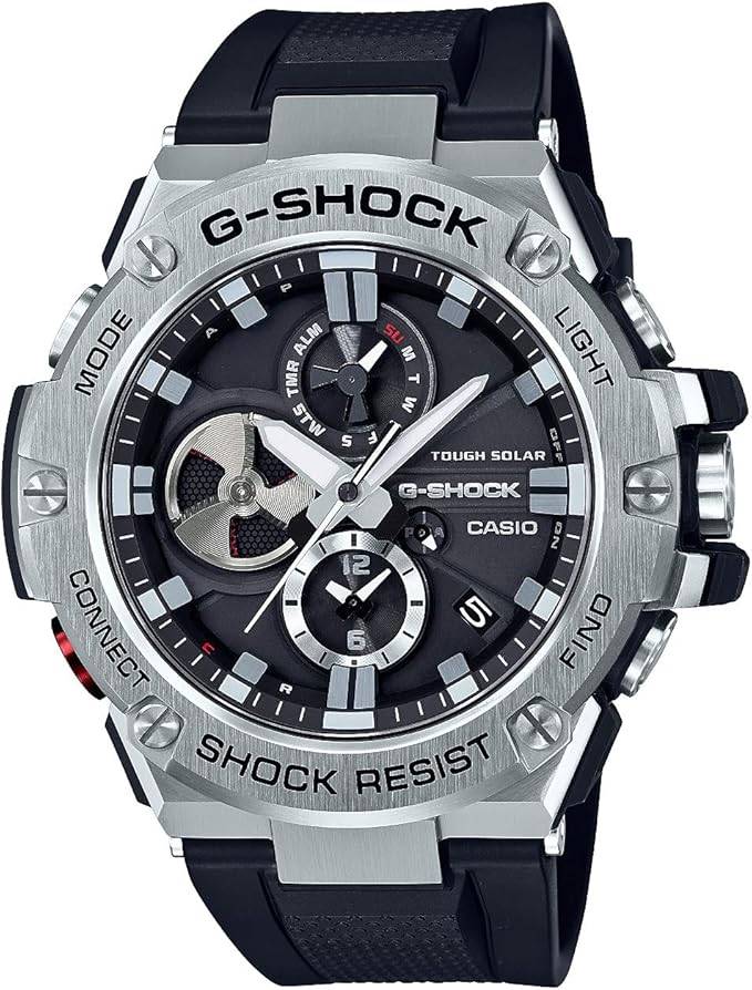Die solarbetriebene Designer Uhr Casio G-Shock GST-B100-1AER G-Steel für Herren mit schwarzem Zifferblatt