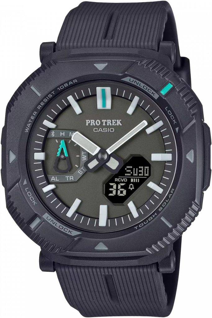 Die solarbetriebene Designer Uhr Casio PRO TREK PRJ-B001-1ER für Herren mit schwarzem Zifferblatt