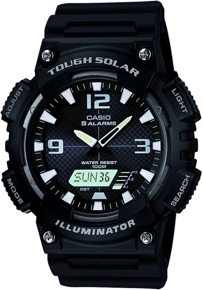 Die solarbetriebene Designer Uhr Casio Timeless Collection AQ-S810W-1AVEF für Herren mit schwarzem Zifferblatt