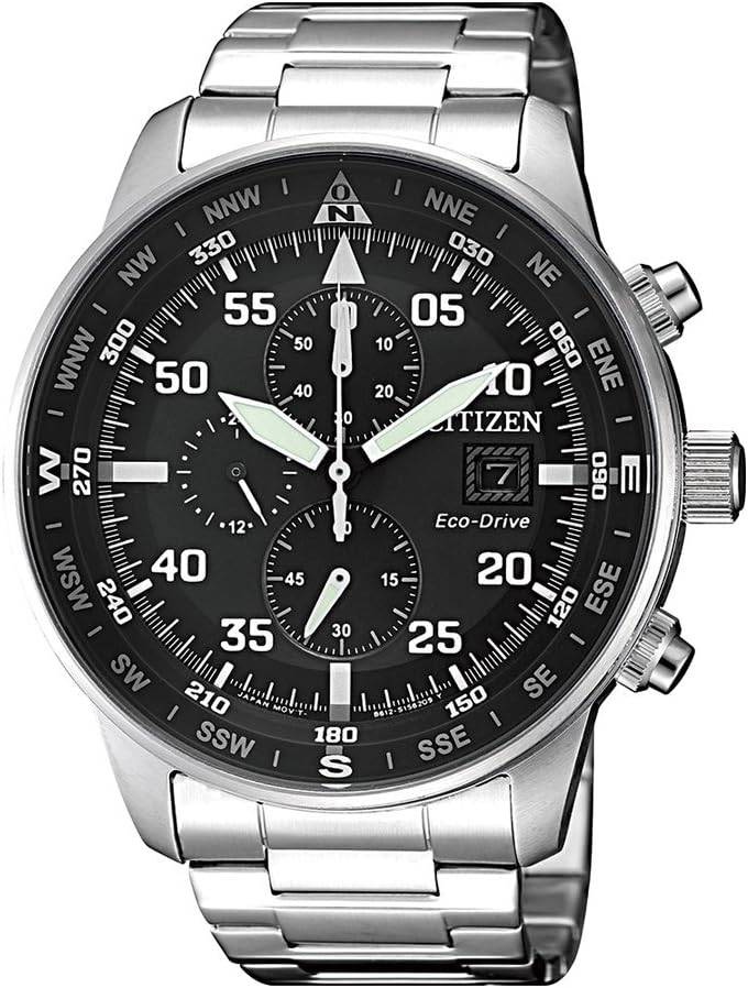 Die solarbetriebene Designer Uhr Citizen Aviator Chrono CA0690-88E für Herren mit schwarzem Zifferblatt