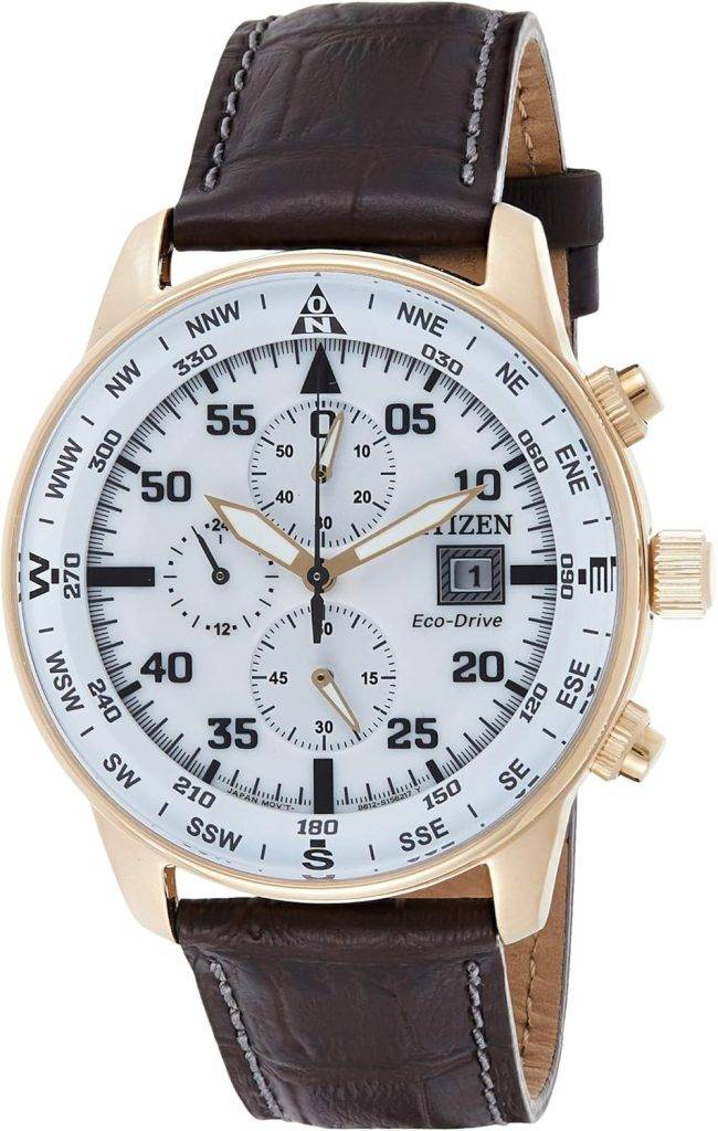 Die solarbetriebene Designer Uhr Citizen Aviator Chrono CA0693-12A für Herren mit weißem Zifferblatt