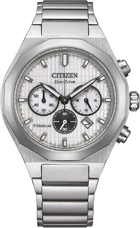 Die solarbetriebene Designer Uhr Citizen CA4690-51A Super Titanium™ Zenshin Senkei für Herren mit silbergrauem Zifferblatt