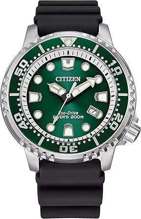 Die solarbetriebene Designer Uhr Citizen Promaster Diver BN0158‑18X für Herren mit grünem Zifferblatt