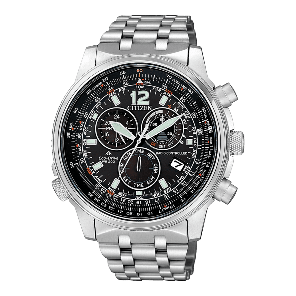 Die solarbetriebene Designer Uhr Citizen Promaster Sky CB5860-86E für Herren mit schwarzem Zifferblatt