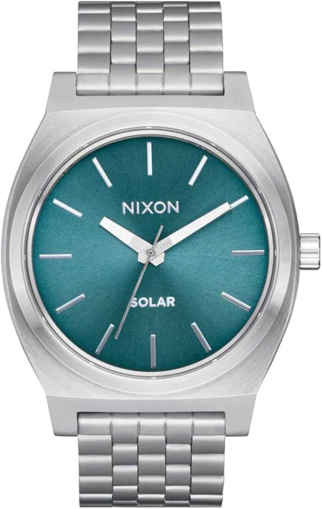 Die solarbetriebene Designer Uhr Nixon Time Teller A1369-5161-00 für Herren mit türkisfarbenem Zifferblatt