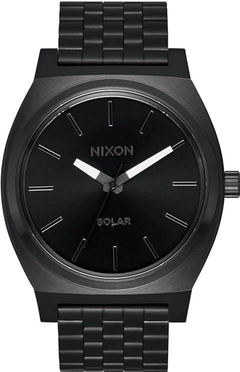 Die solarbetriebene Designer Uhr Nixon Time Teller A1369-756-00 für Herren mit schwarzem Zifferblatt