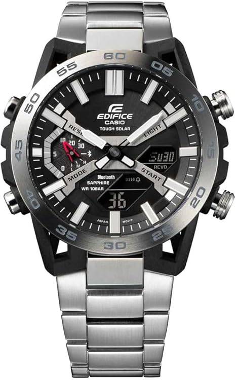 Die solarbetriebene Designer Uhr Casio Edifice Sospensione ECB-2000D-1AEF für Herren mit anthrazitem Zifferblatt