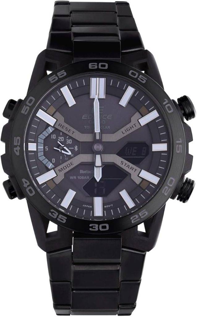 Die solarbetriebene Designer Uhr Casio Edifice Sospensione ECB-2000DC-1BEF für Herren mit schwarzem Zifferblatt