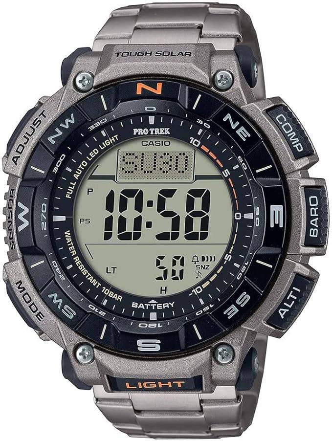 Die solarbetriebene Designer Uhr Casio Pro Trek PRG-340T-7ER für Herren mit Digitalanzeige