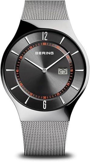 Die solarbetriebene Designer Funk-Uhr Bering 51640-077 für Herren mit grauem Zifferblatt