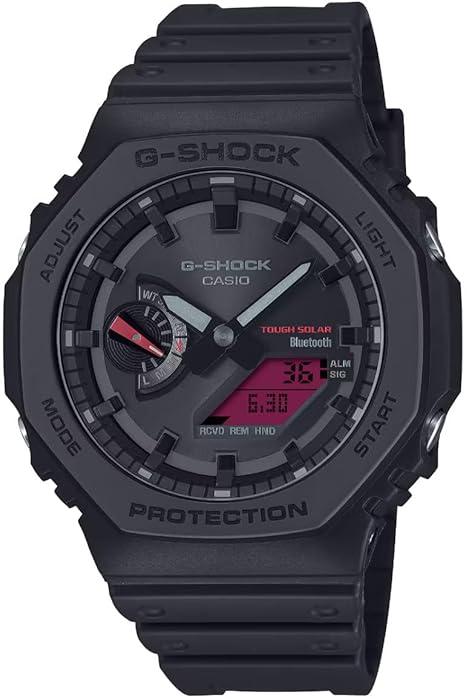 Die solarbetriebene Designer Uhr Casio G-Shock GA-B2100BBR-1AER für Herren mit hybridem Zifferblatt