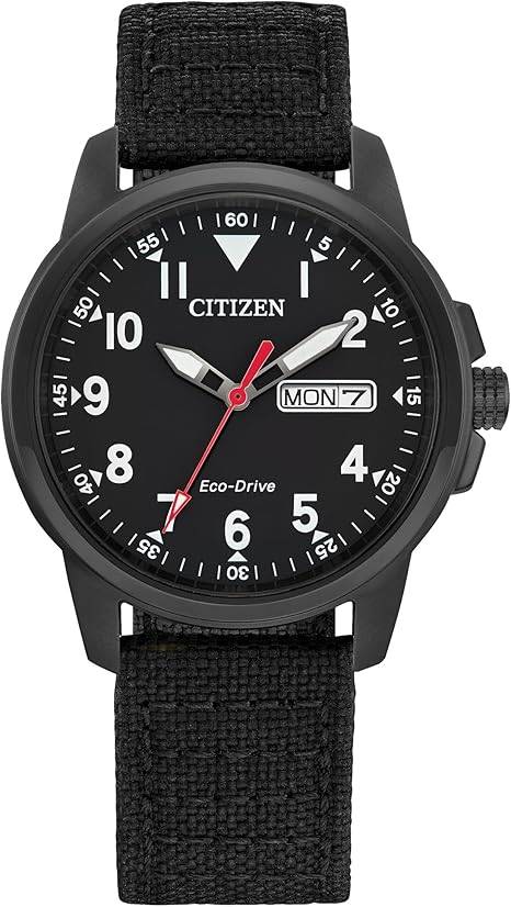 Die solarbetriebene Designer Uhr Citizen Garrison BM8186-15E für Herren mit schwarzem Zifferblatt