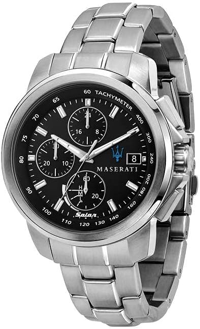 Die solarbetriebene Designer Uhr Maserati SUCCESSO SOLAR R8873645003 für Herren mit schwarzem Zifferblatt