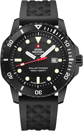 Die solarbetriebene Designer Uhr Swiss Military by Chrono SMS34102.03 für Herren mit schwarzem Zifferblatt
