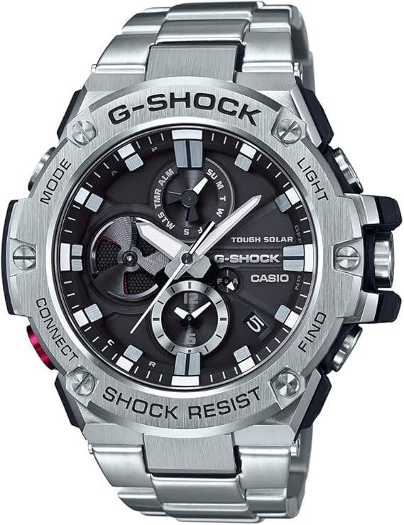 Die solarbetriebene Designer Uhr Casio G-Steel GST-B100D-1AER für Herren mit schwarzem Zifferblatt