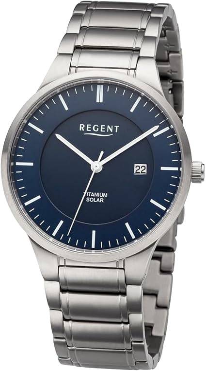 Die solarbetriebene Designer Uhr Regent BA-710 für Herren mit dunkelblauem Zifferblatt