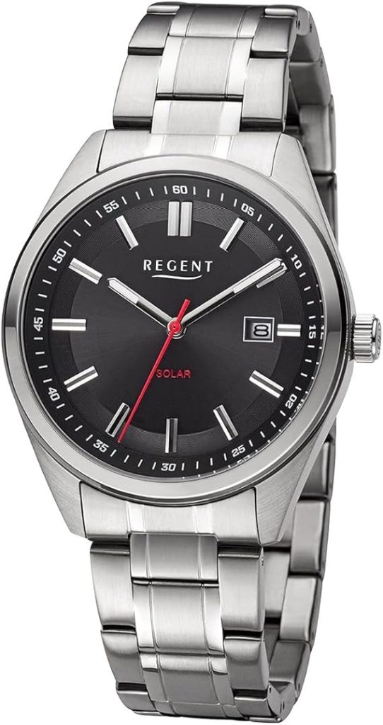 Die solarbetriebene Designer Uhr Regent F-1540 für Herren mit anthrazitem Zifferblatt