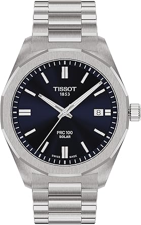 Die solarbetriebene Designer Uhr Tissot PRC 100 für Herren mit dunkelblauem Zifferblatt