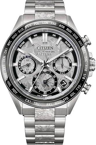 Die solarbetriebene Designer Uhr Citizen Attesa Satellite Wave CC4076-65A für Herren mit silberfarbenem Zifferblatt