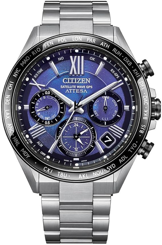 Die solarbetriebene Designer Uhr Citizen Attesa Satellite Wave GPS CC4075-50L für Herren mit blauem Zifferblatt
