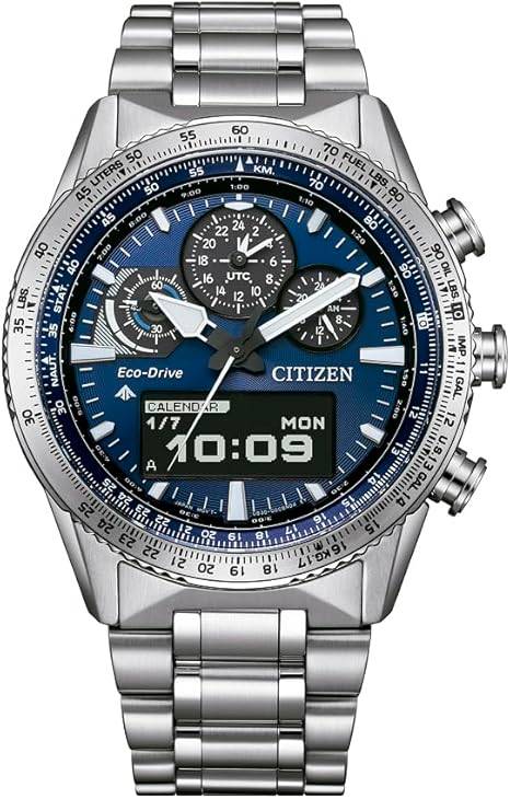 Die solarbetriebene Designer Uhr Citizen Promaster Sky JV2000-51L für Herren mit blauem Zifferblatt