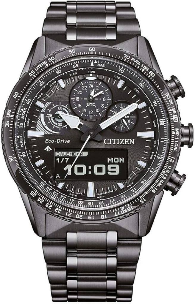 Die solarbetriebene Designer Uhr Citizen Promaster Sky JV2005-58E für Herren mit schwarzem Zifferblatt