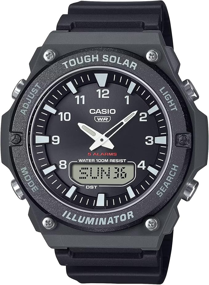 Die solarbetriebene Designer Uhr Casio Illuminator AQ-S820W-1AVEF für Herren mit schwarzem Zifferblatt