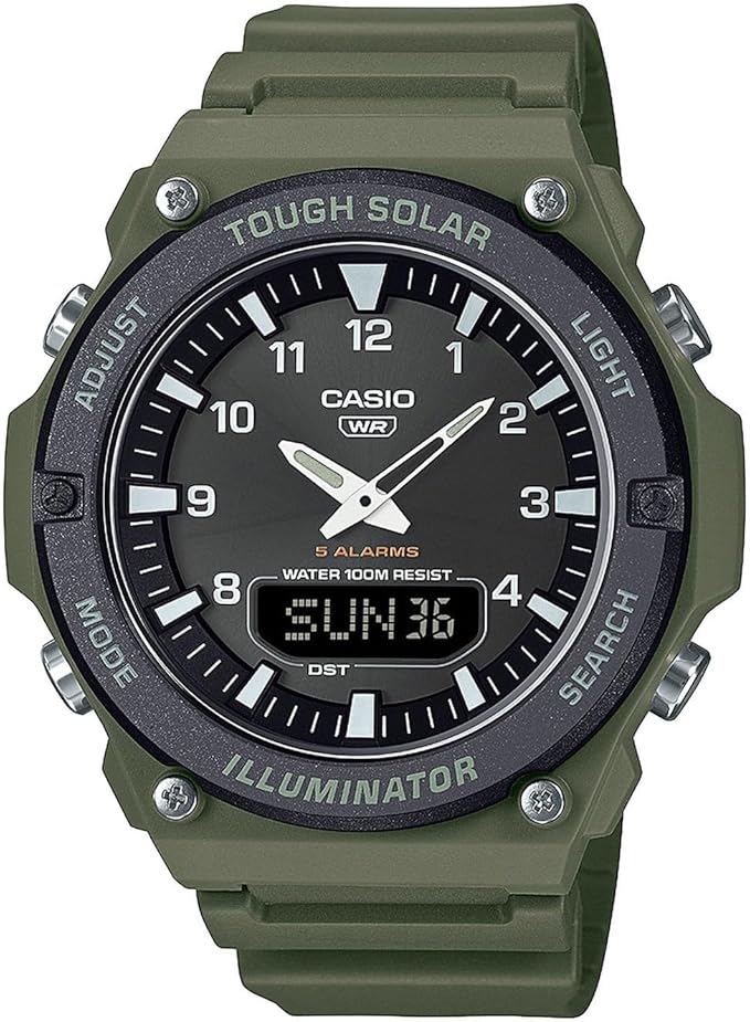 Die solarbetriebene Designer Uhr Casio Illuminator AQ-S820W-3BVEF für Herren mit dunkelgrauem Zifferblatt