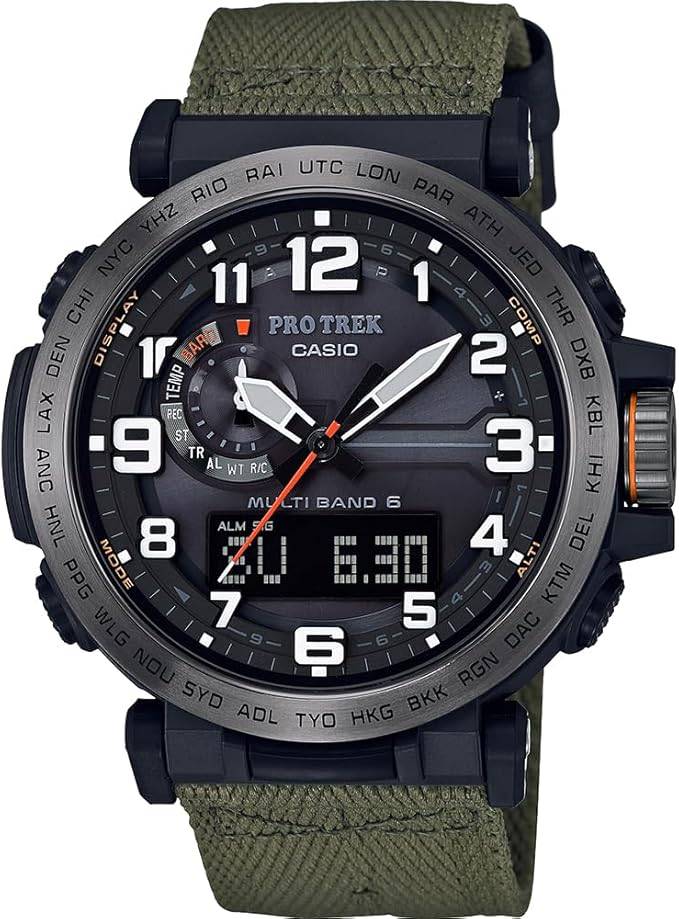 Die solarbetriebene Designer Uhr Casio Pro Trek PRW-6600YB-3ER für Herren mit schwarzem Zifferblatt