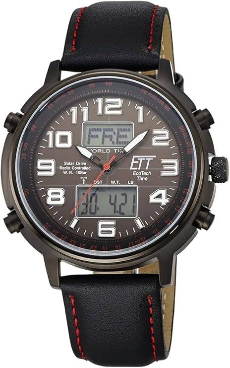 Die solarbetriebene Designer Uhr ETT Eco Tech Time EGS-11452-22L Hunter II für Herren mit dunkelgrauem Zifferblatt
