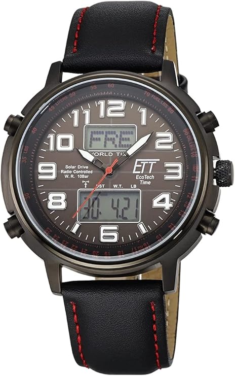 Die solarbetriebene Designer Uhr ETT Eco Tech Time EGS-11452-22L Hunter II für Herren mit dunkelgrauem Zifferblatt