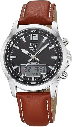 Die solarbetriebene Designer Uhr ETT Eco Tech Time Professional EGA-11713-21L für Herren mit schwarzem Zifferblatt