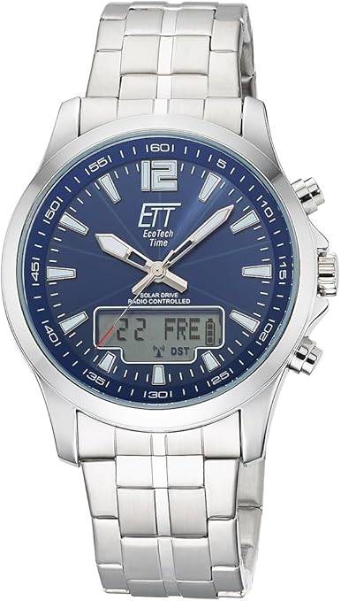 Die solarbetriebene Designer Uhr ETT Eco Tech Time Professional World Timer EGA-11716-31M für Herren mit blauem Zifferblatt