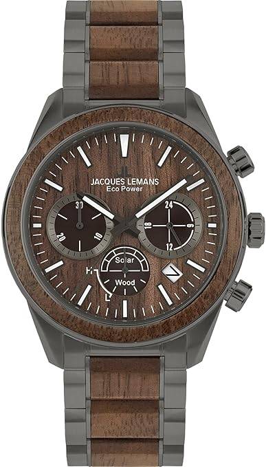 Die solarbetriebene Designer Uhr Jacques Lemans Eco Power 1-2115K für Herren mit braunem Zifferblatt