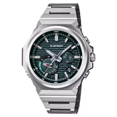 Die solarbetriebene Designer Uhr Casio G-STEEL GST-B1000D-3AER für Herren mit grünem Zifferblatt