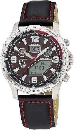 Die solarbetriebene Designer Uhr ETT Eco Tech Time EGT-11718-22L Professional Worldtimer für Herren mit dualem Zifferblatt