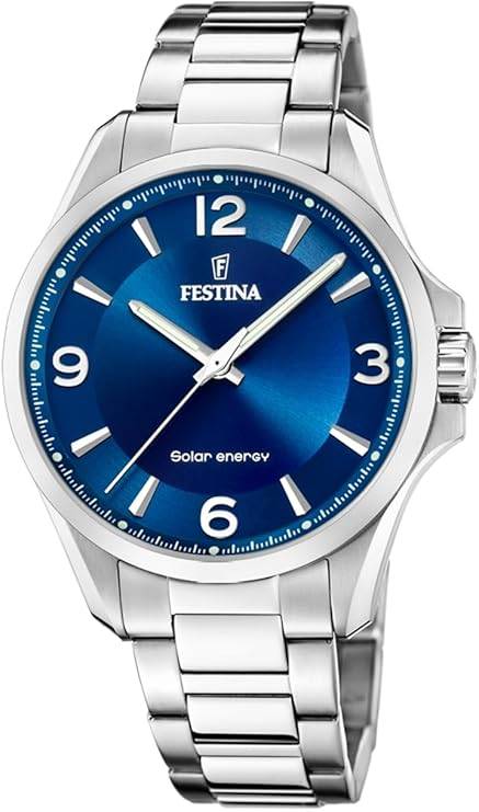 Die solarbetriebene Designer Uhr Festina F20656/2 für Herren mit blauem Zifferblatt